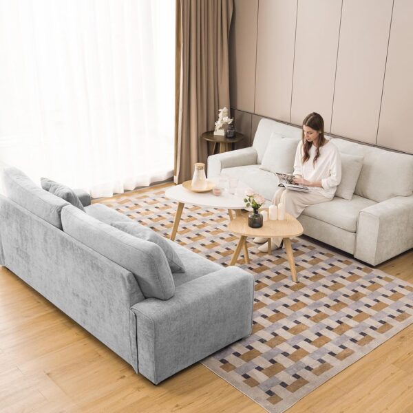 DOPEDIO Modern Living Room Chenille Recliner Sofa Small Sofa,loveseat Sofa,Removable Sofa Cover Space Spring Cushions and Solid Wood Frame, Easy to Install (71.25inch，Beige) - Image 6