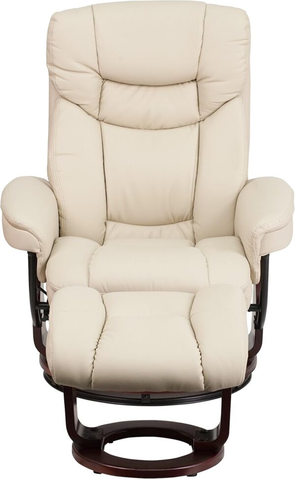 Flash Furniture Allie LeatherSoft Upholstered Recliner with Ottoman Footrest, Padded Swiveling Recliner Chair and Ottoman Set, Beige - Image 7