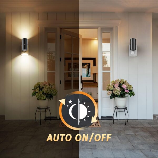 Night Light, Night Lights Plug into Wall with Dusk to Dawn Sensor, 0-100LM Adjustable Brightness, Warm White 3000K, Shine Up and Down Dimmable Night Light for Hallway Bedroom Bathroom 2 Pack - Image 3
