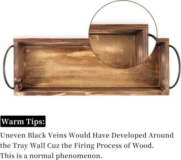 Long Narrow Wood Candle Tray: Hanobe Rustic Wooden Candle Holders Rectangular Table Centerpieces for Dining Room Farmhouse Pillar Stand with Handle Rectangle Tea Light Base Coffee Table Decor - Image 7