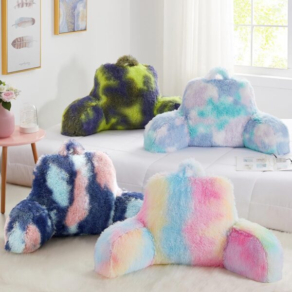 Fluffy Fur Reading Pillow for Adults & Kids Unisize, Stylish Back Pillow for Bed Sitting Up, Bed Chair Pillow with Arms, Adorable Gift for Teens, Bed Rest Sit Up Back Support Pillow - Image 6