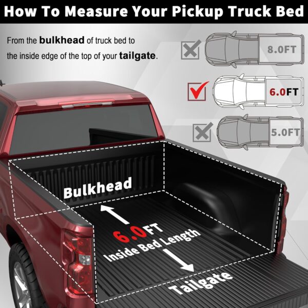 Soft Tri Fold Folding Truck Bed Tonneau Cover Compatible for 2005-2024 Nissan Frontier Fleetside 3-Fold 6FT 73Inch - Image 2