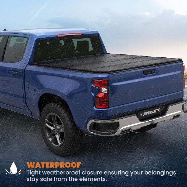 5.8FT Quad Hard Truck Bed Tonneau Cover Compatible for 2019-2024 Chevrolet Silverado GMC Sierra 1500 2500HD 3500HD (2019 New Body) - 69.6 inch - W/o Multi-Flex Tailgate and Carbonpro - Image 6