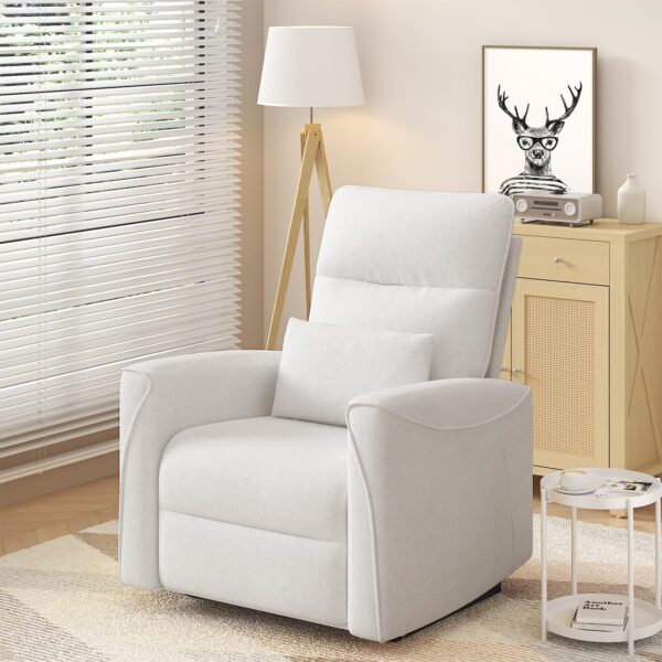 Power Recliner Chair for Adults, Reclining Sofa Chair, Adjustable Home Theater Seating Lounge with Lumbar Support, Small Recliners for Living Room with Charging Ports (Milky) - Image 2