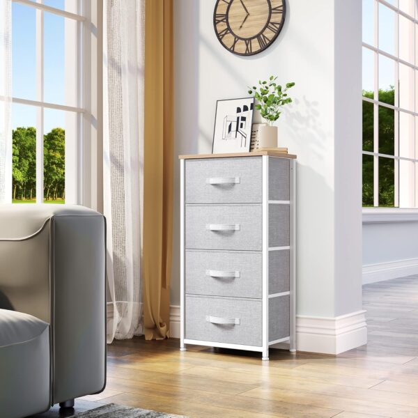 YITAHOME Dresser with 4 Drawers - Fabric Storage Tower, Organizer Unit for Bedroom, Living Room, Hallway, Closets & Nursery - Sturdy Steel Frame (Light Grey) - Image 2