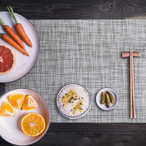 homEdge PVC Placemat, 4 PCS of Non-Slip Heat Resistant Place Mats, Washable Vinyl Placemats, Set of 4 – Gray - Image 5