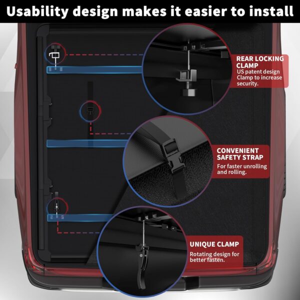 Soft Tri Fold Folding Truck Bed Tonneau Cover Compatible for 2005-2024 Nissan Frontier Fleetside 3-Fold 6FT 73Inch - Image 4