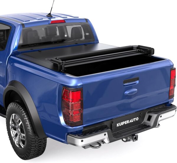 Tri 3-Fold 5 FT Soft Folding Truck Bed Tonneau Cover Compatible with 2019 2020 2021 2022 2023 2024 Ford Ranger 5FT On Top-61 inch