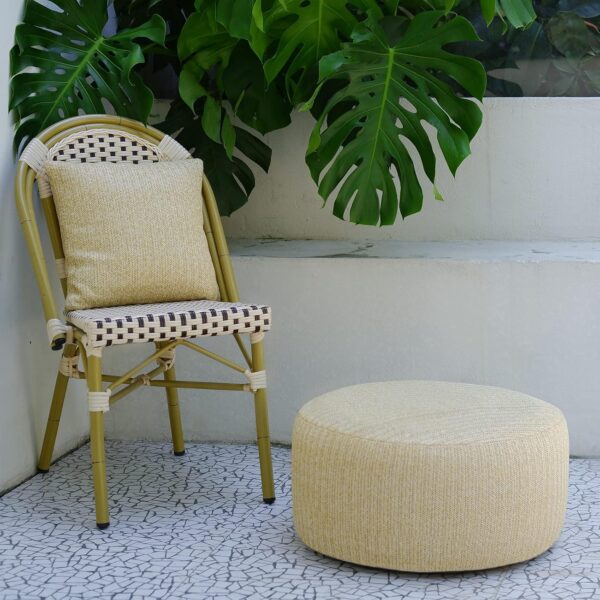 Woven Inflatable Ottoman with Air Pump D21”x H10” Outdoor Indoor Pouf Patio Footrest Stool with Portable Handle, Round Ottoman for Patio Garden, Camping, Bedroom, Living Room Natural Color - Image 7