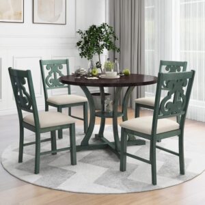 Classic and Traditional Style 6 Piece Dining Set, Includes 1 Table, 4 Upholstered Chairs & Bench, Easy to Assemble, for Living Room, Dining Room, Home Bar and Kitchen, Natural Wood Wash