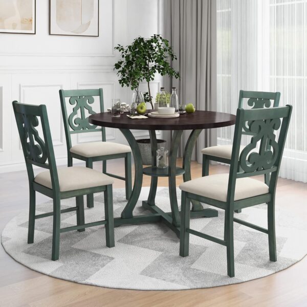 Classic and Traditional Style 6 Piece Dining Set, Includes 1 Table, 4 Upholstered Chairs & Bench, Easy to Assemble, for Living Room, Dining Room, Home Bar and Kitchen, Natural Wood Wash