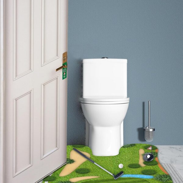 Toilet Golf Toys Set with Practice Mats Golf Club 2 Balls, Mini Golf Game in Restroom, Gifts from Wife Daughter Son Girlfriend Kids White Elephant Gifts for Dad Boyfriend Grandpa Husband - Image 6