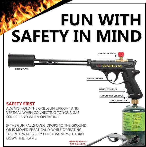 GRILLBLAZER GrillGun Basic Grill Torch & Lighter - Charcoal and Wood Starter - Professional Grilling and BBQ Handheld Blowtorch for Chefs, Men and Women Who Want to have the Best Tool for the Job - Image 7