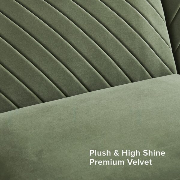 mopio Futon Sofa Bed, Couch, Small Sofa, Sleeper Sofa, Loveseat, Mid Century Modern Futon Couch, Sofa Cama, Couches for Living Room (Olive Green Premium Velvet) - Image 3