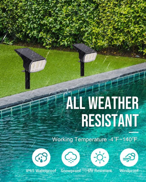 Solar Spot Lights Outdoor Waterproof 6 Pack IP65, 63 LED 3 Lighting Modes Spotlights for Yard Garden House Garage Pathway - Image 6