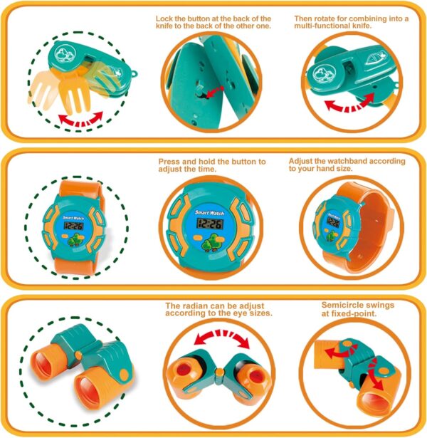 FUN LITTLE TOYS Pop Up Tent with Kids Camping Gear Set, Kids Play Tent Outdoor Toys Camping Tools Set for Kids - Image 4