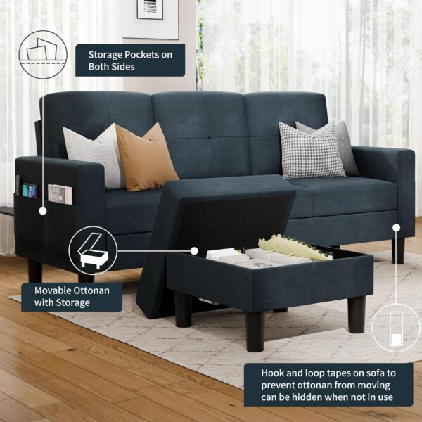 SUNLEI 79" Sectional Couch for Living Room Furniture Sets 3 Piece Small Sofa, L-Shaped Convertible Couches, Modular Sectional Couch with Cloud Chaise for Living Room/Small Space (Dark Grey) - Image 4