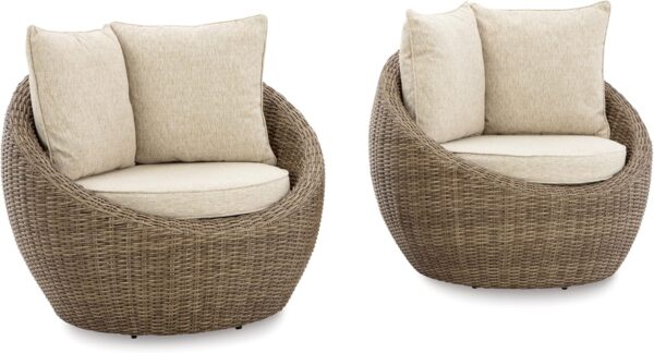 Signature Design Ashley DANSON Swivel Lounge with Cushion, 2 Count, Light Brown