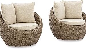 Signature Design Ashley DANSON Swivel Lounge with Cushion, 2 Count, Light Brown