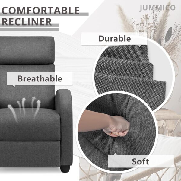 JUMMICO Recliner Chair Adjustable Home Theater Single Recliner Sofa Furniture with Thick Seat Cushion and Backrest Modern Living Room Recliners (Fabric, Aurora Grey) - Image 7