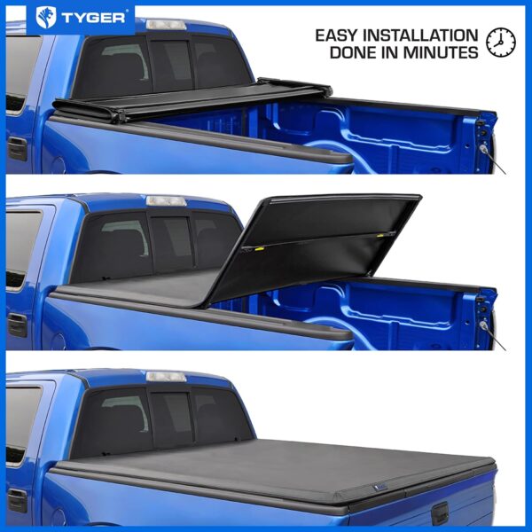 Tyger Auto T3 Soft Tri-fold Truck Bed Tonneau Cover Compatible with 2016-2023 Toyota Tacoma | 5' Bed | TG-BC3T1630 | Vinyl, Black - Image 5