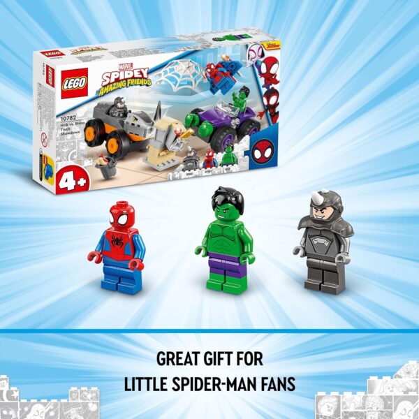 LEGO Marvel Hulk vs. Rhino Monster Truck Showdown, Toy for Kids, Boys & Girls Ages 4 and Up with Spider-Man Minifigure, Inspired by The Spidey and His Amazing Friends Series, 10782 - Image 6