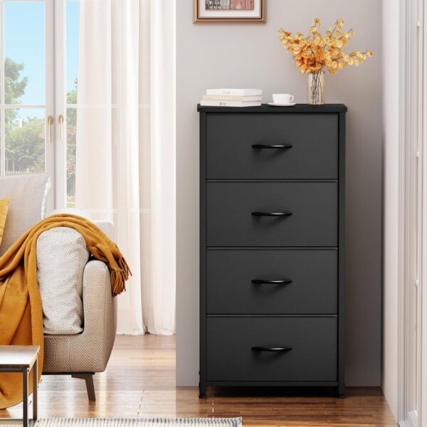 YITAHOME Storage Tower with 4 Drawers - Fabric Dresser, Organizer Unit for Bedroom, Living Room, Closets - Sturdy Steel Frame, Easy Pull Fabric Bins & Wooden Top - Image 4