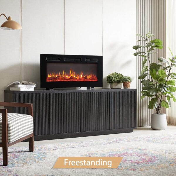 Efiretric® Grace 36" W 3 in 1 Electric Fireplace (EF449), Freestanding, Wall Mounted, Recessed, 9 Colors Flame Effect, TV Media Wall, Heater 750W/1500W, Remote Control - Image 2