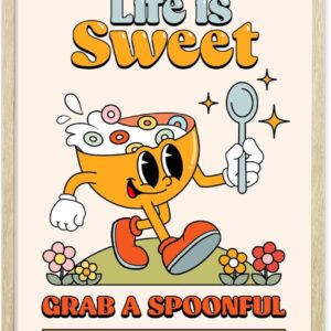 Retro Wall Art for Room Aesthetic, Cute Posters, Cute Wall Decor, Retro Wall Decor, 70 Room Decor, Retro Poster for Kitchen, Bedroom, Dorm Room, Apartment (Unframed)
