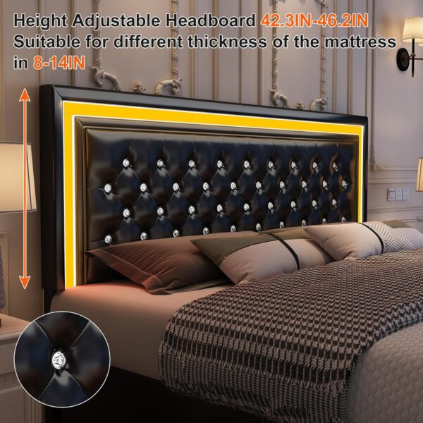 Queen led Bed Frame, Bed with Storage Drawers, No Box Spring Needed, 900 lbs Capacity, Easy Assembly, PU White - Image 3