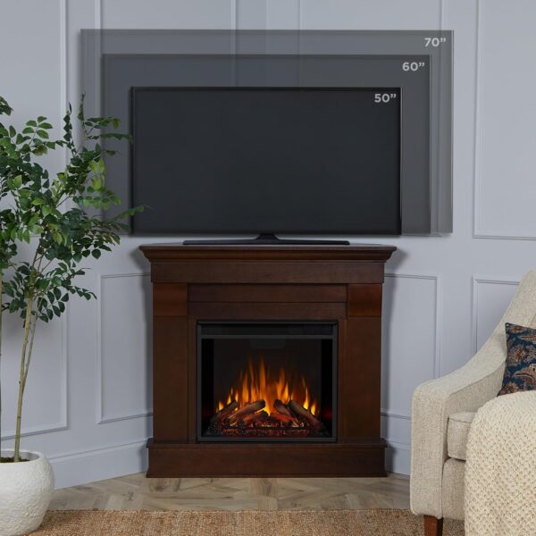 Real Flame Chateau 41" Corner Electric Fireplace with Mantel for Living Room or Bedroom, Replaceable Fireplace Insert Heater, Realistic Log and Flame Effect, Remote Control, Timer. - Image 3