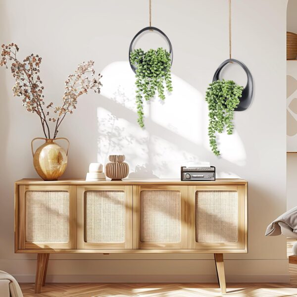 Der Rose 2 Pack Fake Hanging Plants Artificial Succulents Plants Indoor for Boho Wall Decor - Image 4