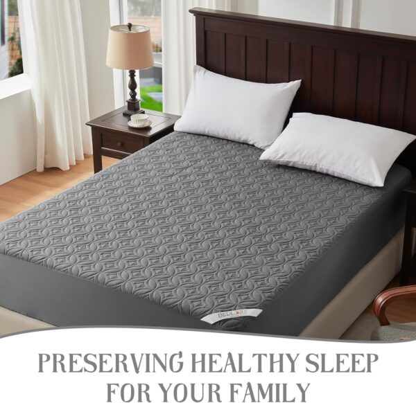 BEDLORE Waterproof Mattress Protector, Queen Size Mattress Pad Noiseless with Deep Pocket 6"-18" Depth, Soft Breathable Dirt-Proof Bed Mattress Cover Washable for Home, Bedroom, Hotel (Gray) - Image 2