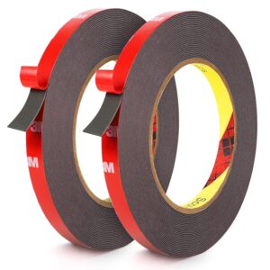 Double Sided Tape 2 Pack, 33FT x 0.4IN Heavy Duty Mounting Tape, Two Sided Acrylic Foam Tape, 2 Sided Strong Adhesive Tape Made of 3M VHB for Home Office Car Automotive Decor