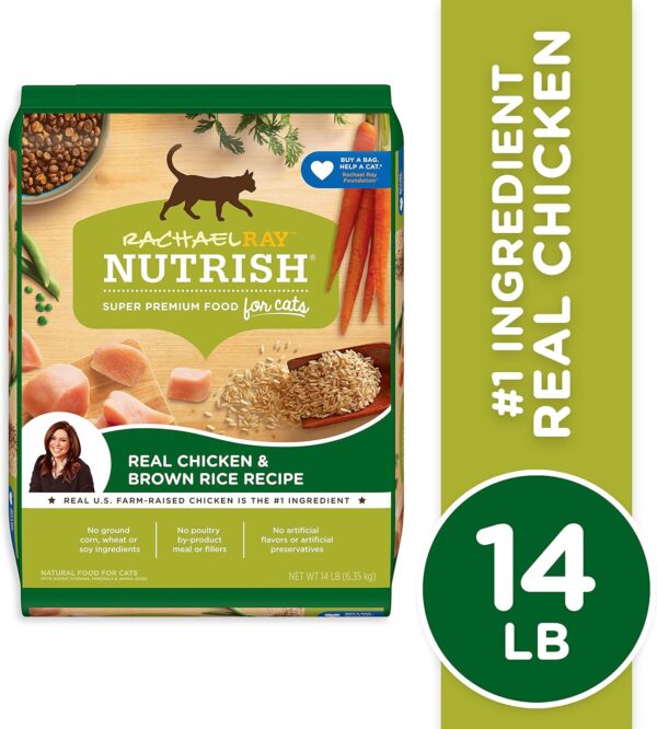 Nutrish Rachael Ray Premium Natural Dry Cat Food with Added Vitamins, Minerals & Other Nutrients, Real Chicken & Brown Rice Recipe, 14 Pound Bag - Image 2