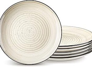 vancasso Bonbon Dinner Plates Set of 6, 10.5 Inch Dish Set, Beige Ceramic Plates, Microwave & Dishwasher Safe