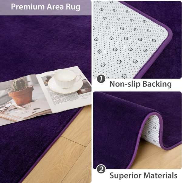 Softlife Washable Living Room Rug, 5x7 Purple Area Rugs for Bedroom, Soft Fluffy Fuzzy Carpet Bedside Rug Indoor Non-Slip Rug for Kids Home Decor Aesthetic Dorm Nursery - Image 7