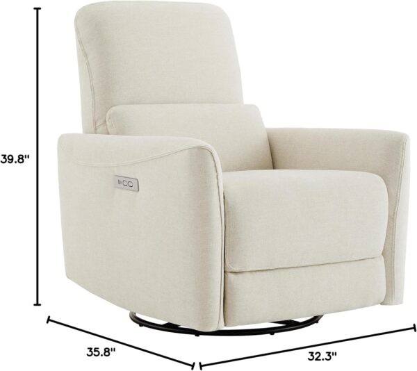 CHITA Power Recliner Chair Swivel Glider, FSC Certified Upholstered Living Room Nursery Reclining Sofa Chair with Lumbar Support, Linen - Image 3