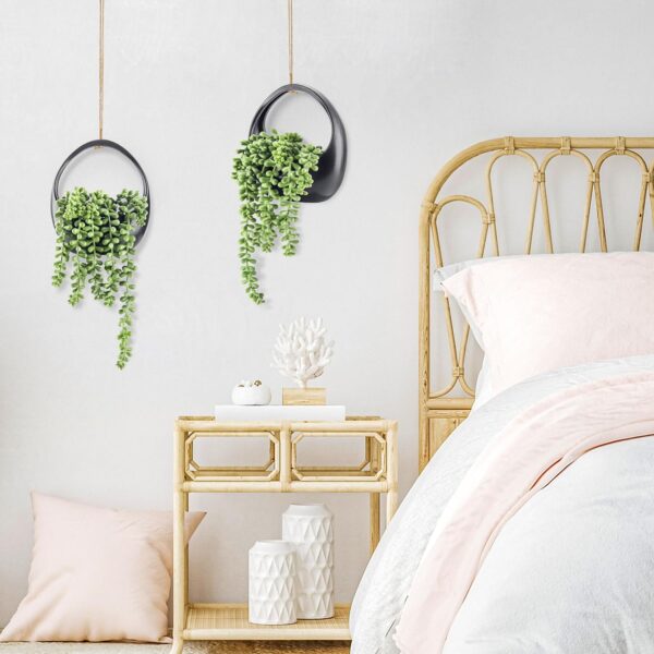 Der Rose 2 Pack Fake Hanging Plants Artificial Succulents Plants Indoor for Boho Wall Decor - Image 5
