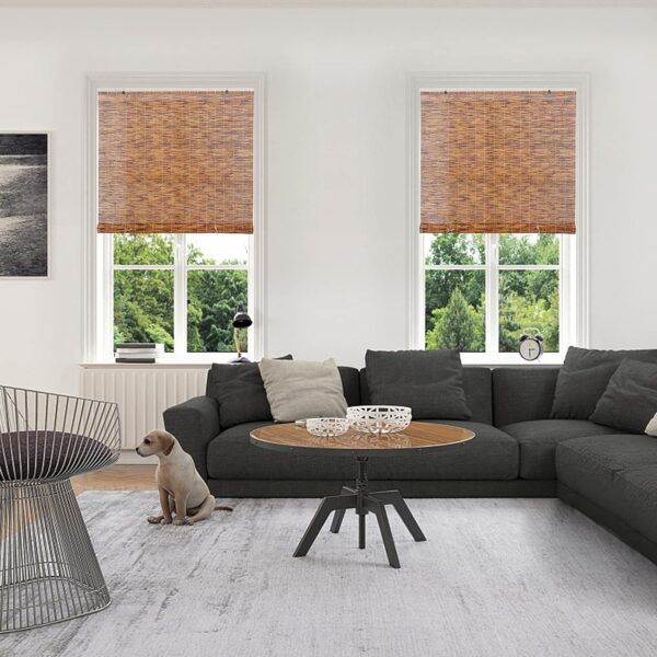 Backyard X-Scapes Light-Filtering Cord-Free Bamboo Reed Roll-Up Blind Shades for Windows Manual Roman Blinds Coffee 48 in W x 72 in H - Image 2
