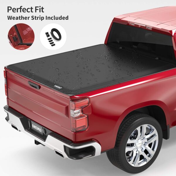 OEDRO Soft Quad Fold Truck Bed Tonneau Cover Compatible with 2020 2021 2022 2023 2024 Chevrolet Silverado/GMC Sierra 2500 3500 HD 6.9 ft Bed - Image 5