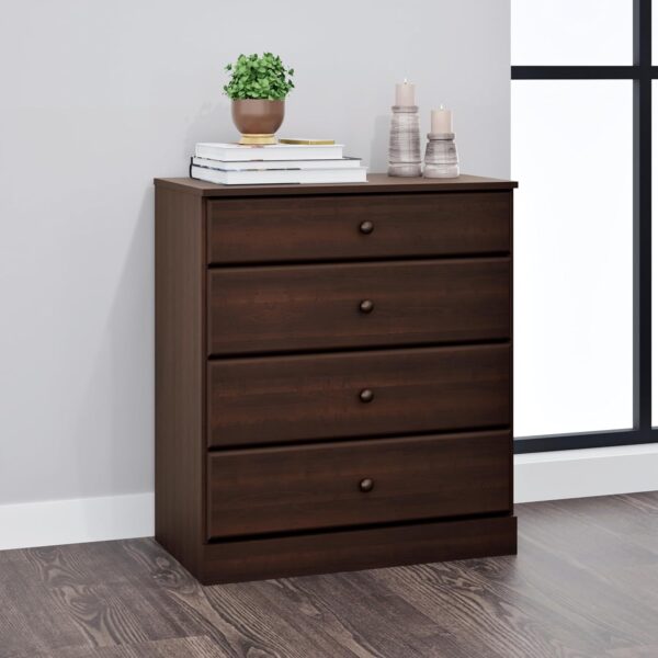 Prepac Astrid Simplistic 4-Drawer Dresser for Bedroom, Functional Bedroom Dresser Chest of Drawers 16" D x 30" W x 36.25" H, Espresso, EDBR-0401-1 - Image 5