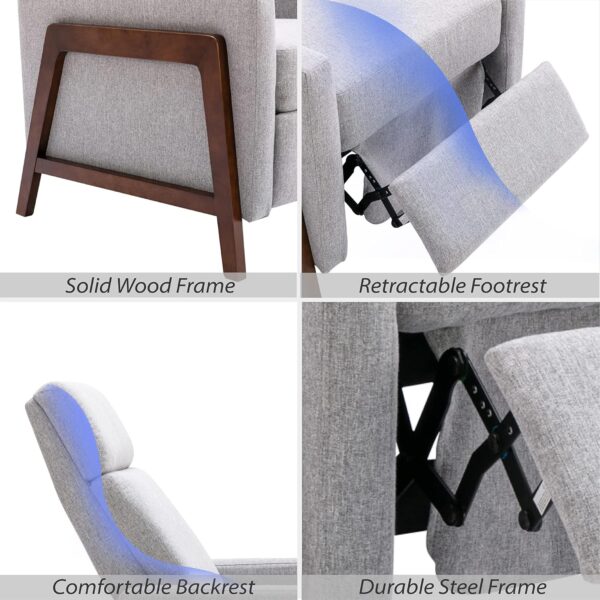 Push Back Recliner Chair, Upholstered Accent Chair Recliners with Thick Seat Cushion and Backrest Small Recliners for Small Spaces Living Room, Home Theater - Image 6