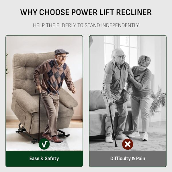 Softa Triple Motor Power Lift Recliner Chair for Elderly, Electric Lift Recliner Chair for Adults w/Infinite Position, Side Pockets, Reclining Single Sofa Chair for Living Room Bedroom(Brown) - Image 6