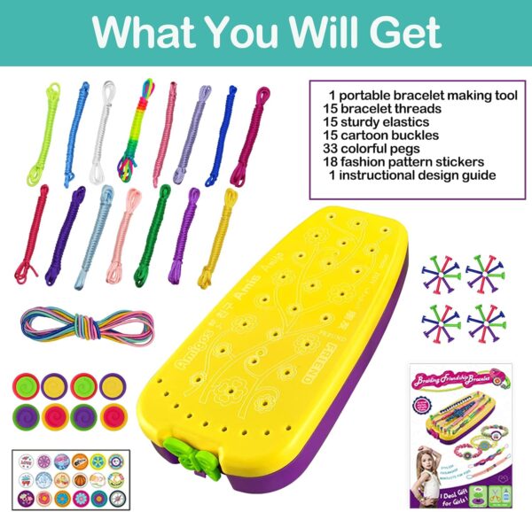 Friendship Bracelet Making Kit Toys, Ages 7 8 9 10 11 12 Year Old Girls Gifts Ideas, Birthday Present for Teen Girl, Arts and Crafts String Maker Tool, Bracelet DIY, Kids Travel Activity Set - Image 2