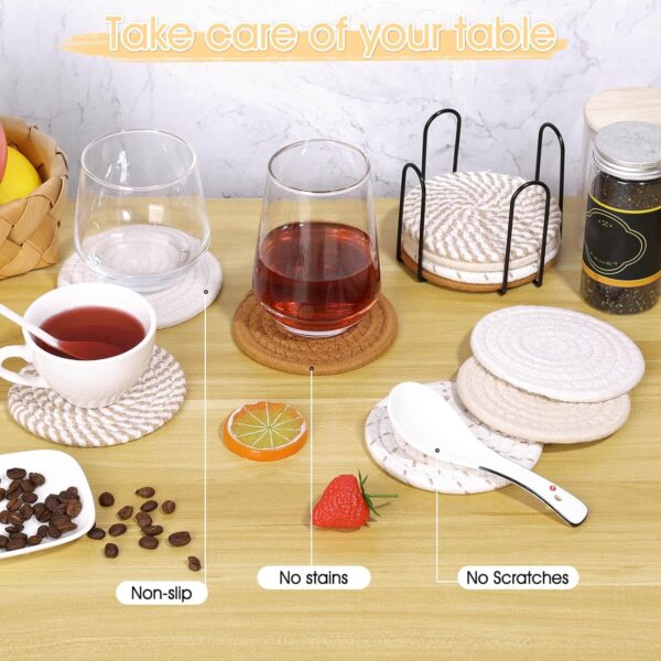 Billbotk 10 Pieces Boho Coasters for Drinks, Absorbent Drink Coasters Set for Home Decor, Fall Decorations for Home and Farmhouse, 4.3 Inches - Image 6