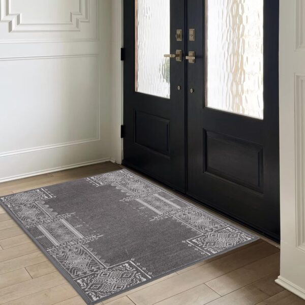 NICETOWN Grey Entryway Rug 2x3 Small Rugs for 2x3 Washable Vintage Area Rug - Boho Non-Slip Entryway Rug Living Room Rug Entrance Mat Carpet for Kitchen Laundry Bathroom Bedroom, Grey - Image 2