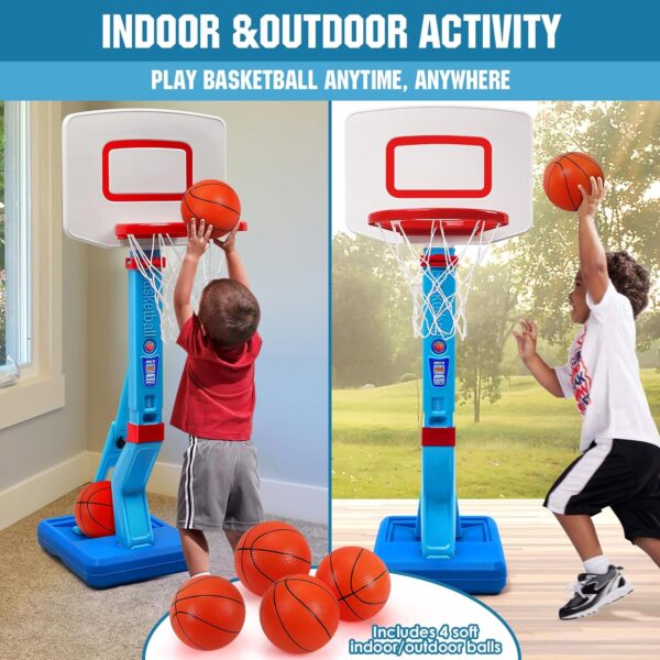 SUPER JOY Toddler Basketball Hoop Height Adjustable Kids Basketball Hoop for Indoor Outdoor Play Portable Basketball Goal Poolside Basketball Hoop for Swimming Pool Basketball Toy for Boys Girls - Image 6