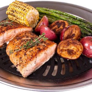 Kitchen + Home Stove Top Smokeless Grill Indoor BBQ, Stainless Steel with Double Coated Non Stick Surface