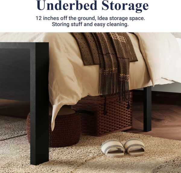 Allewie Full Size Platform Bed Frame with Wooden Headboard and Footboard, Heavy Duty 12 Metal Slats Support, No Box Spring Needed, Under Bed Storage, Non-Slip, Noise Free, Easy Assembly, Black Oak - Image 5